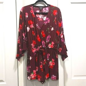 Express Floral Romper with Trumpet Sleeves